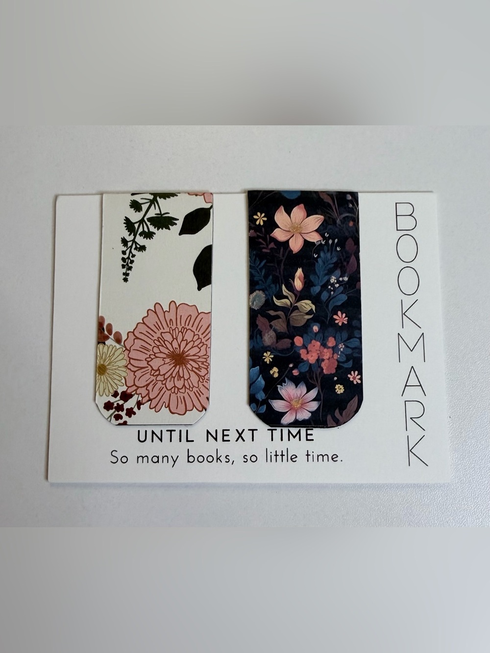 Floral Magnetic Bookmark Set — Blush Pink & Navy